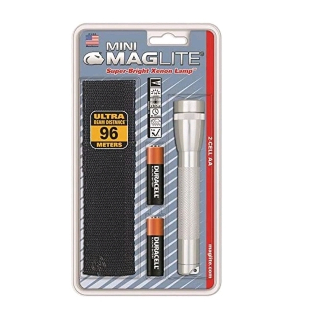 Mag M2A10H Silver AA Mini Flashlight & Holster Combo Pack